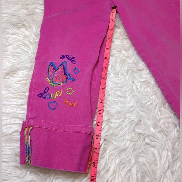 Lisa Frank Y2K Vintage Pink Denim Embroidered Rainbow Capri’s Girls Size 10 RARE - Picture 7 of 9